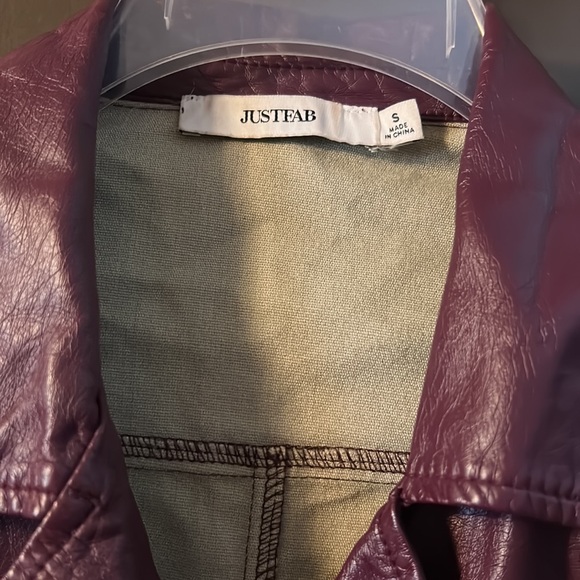 3/$20 Just Fab Faux Learher Jacket Purple Plum Size Small S - Picture 3 of 6